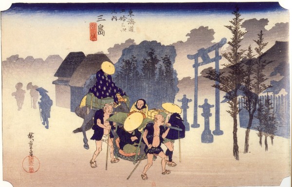 Utagawa Hiroshige (1797-1858). Mishima, stampa della serie Tōkaidō Gojūsan-tsugi.